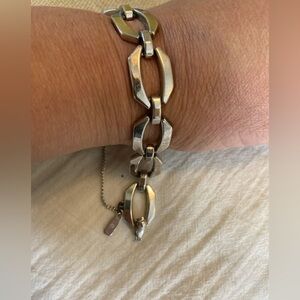 Monet Vintage Metal‎ Link Bracelet w/ Safety Chain